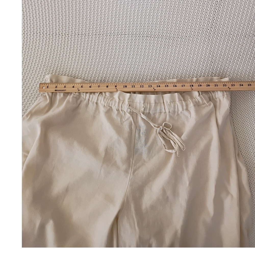 NWT ELOQUI Linen Blend Paperbag Waist Cropped Pants Beige Fits L/XL $XXX Coastal - Picture 12 of 14